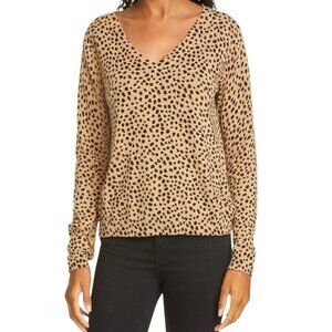 ATM Leopard Sweater Top NWT Small Animal Print Cotton Cashmere Camel Black